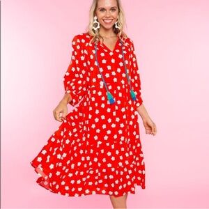 Crosby By Mollie Burch Talulah Large Red with Posey Flowers great used condition